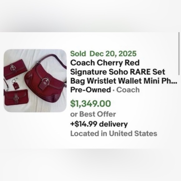 3pc VTG LRG Coach SoHo Navy Jacquard signature Leather/textile Satchel LIKE NEW - Picture 16 of 16